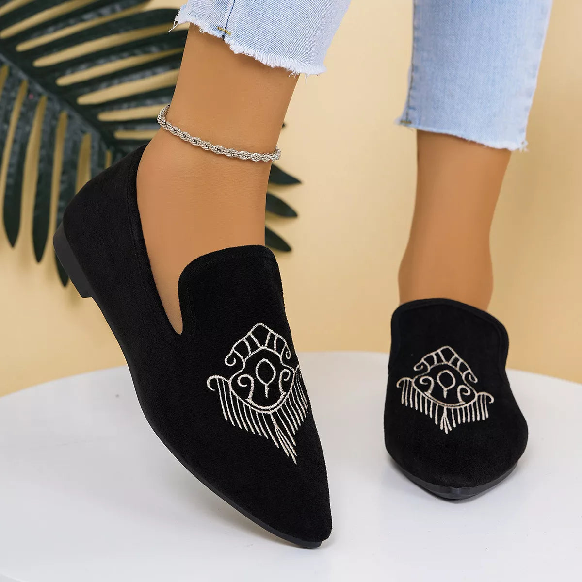 Women's Point Toe Slip-On Flats | PU Leather Flat Shoes 6 Styles