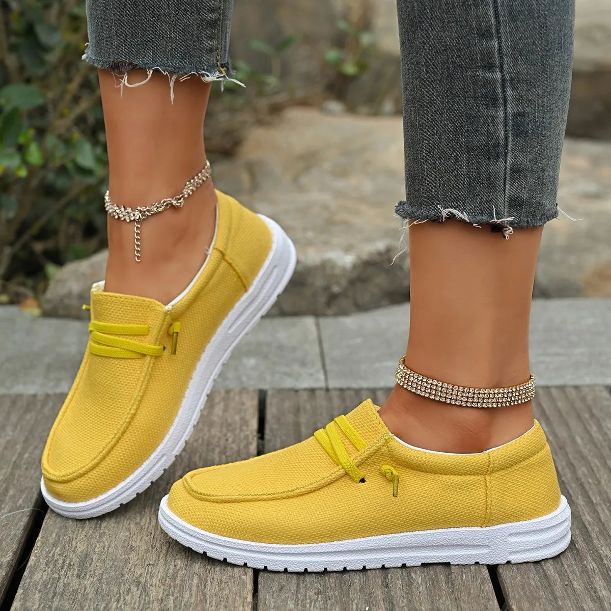 Women's Round Toe Canvas Slip-On Sneakers – Flat Casual Shoes | 7 Colors