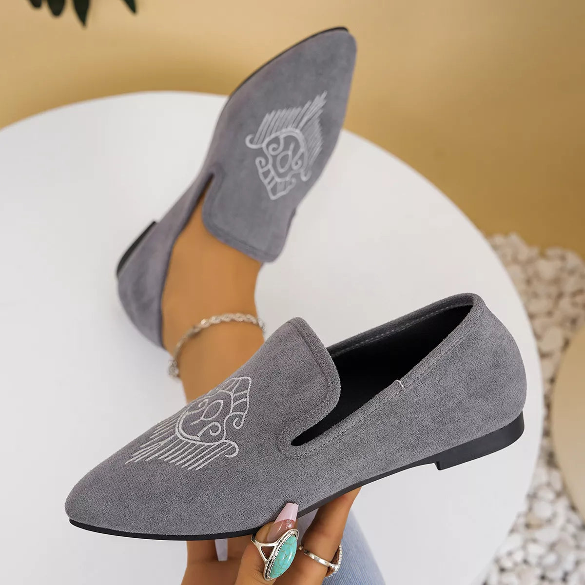 Women's Point Toe Slip-On Flats | PU Leather Flat Shoes 6 Styles