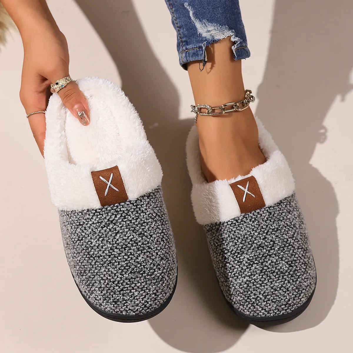 Women's Cozy Fleece-Lined Slippers | Plush Slip-On House Shoes in 3 Colors EU 36-41